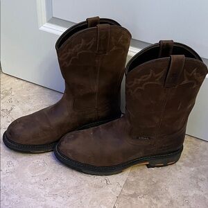 Ariat Work Brown Leather Cowboy Boots - composite toe and waterproof
